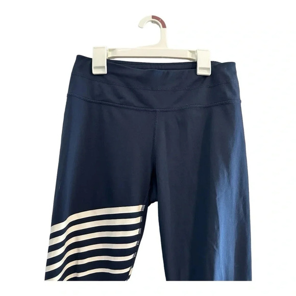 Athleta Navy Blue Reflective Sonar Leggings with stripe detail // size S - Picture 4 of 10